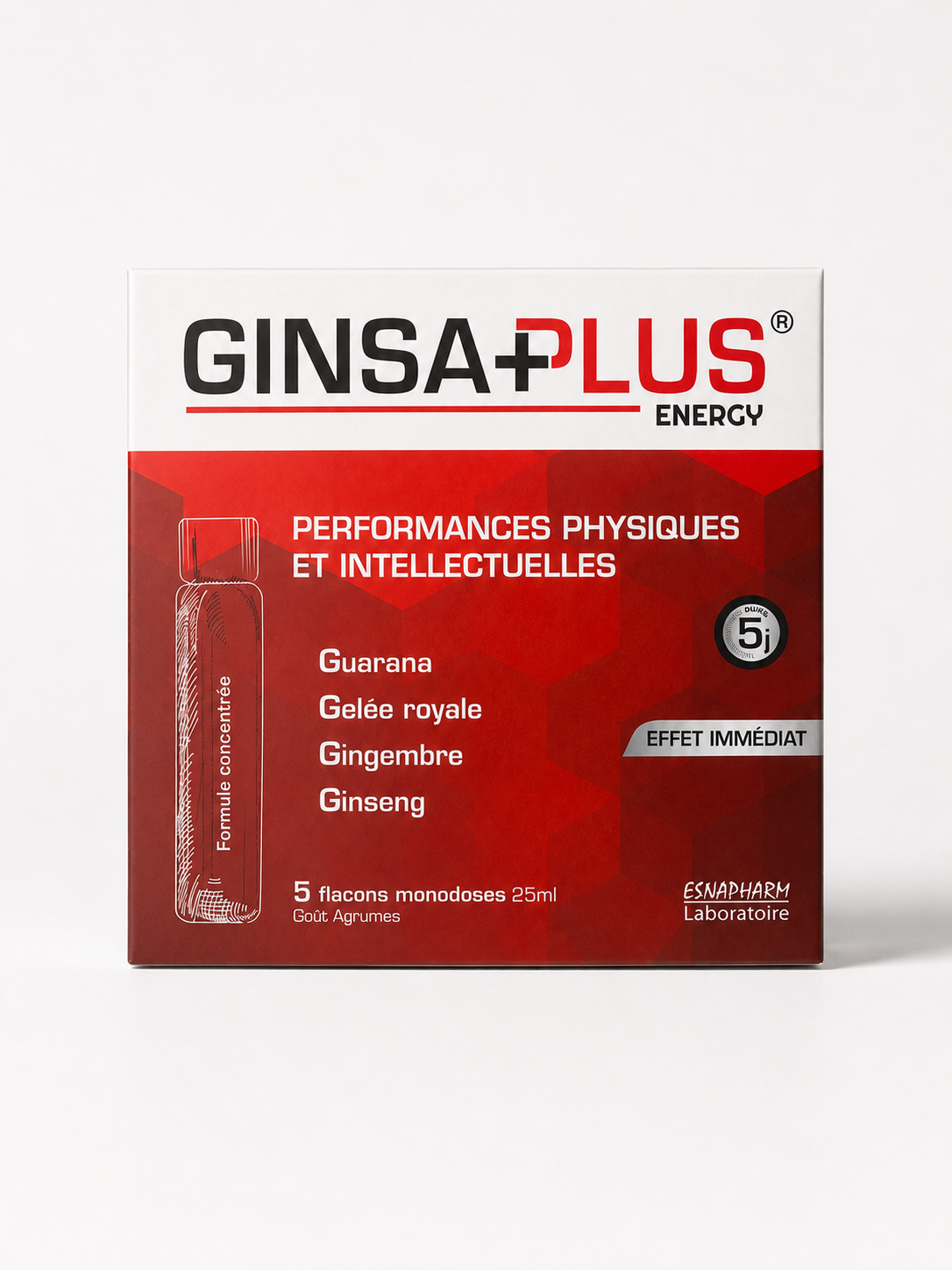 GinsaPlus Energy – Énergie et performances – 5 flacons de 25 ml